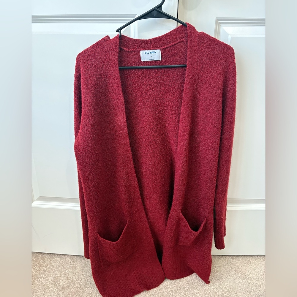 Old Navy Red Cardigan Sweater Classic Knit